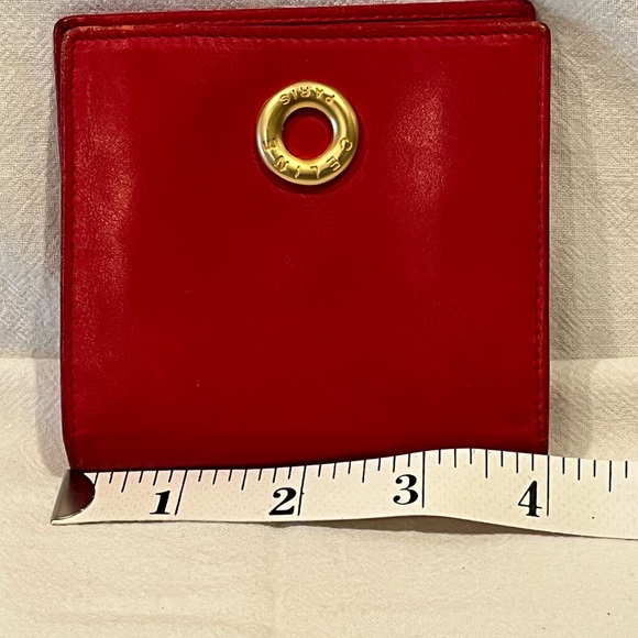 Gorgeous Pristine Celine Red Leather Luxury Wallet with Gold Accent - Picture 3 of 10